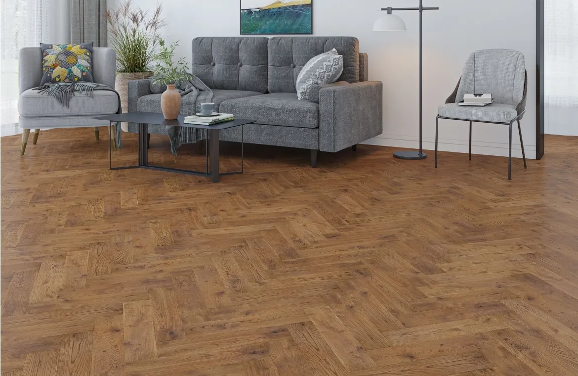 Thorpe Roasted Grand Solid Oak Herringbone Flooring